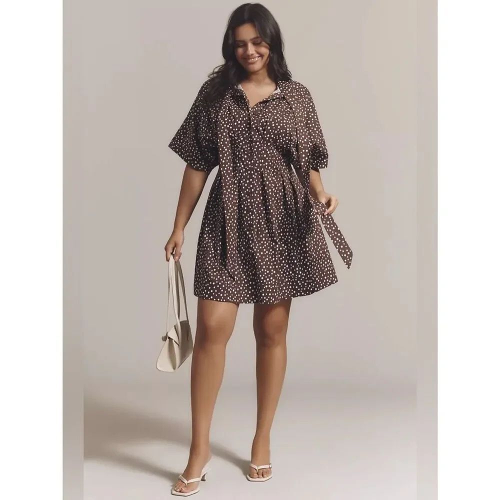 New Anthropologie The Tobie Tie-Neck Shirt Dress by Exquise Size S - Picture 3 of 10